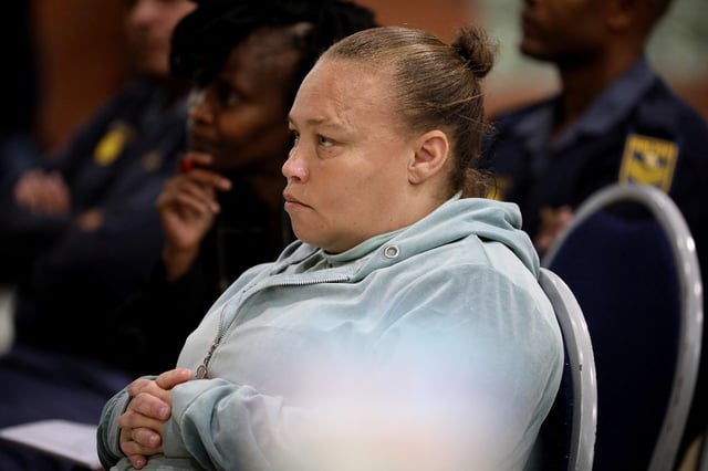 Kelly Smith, the mother of Joshlin Smith, attends her sentencing at the Western Cape High Court in Saldanha Bay, South Africa, May 29, 2025. A South African judge sentenced Smith and her two accomplices after they were found guilty of kidnapping and trafficking Smith's six-year-old daughter, Joshlin Smith. REUTERS/Sumaya Hisham