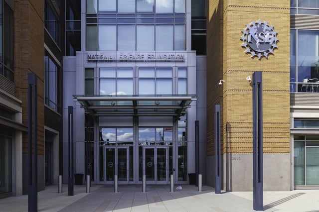 The National Science Foundation headquarters in Washington, D.C. The agency is at the center of a new lawsuit by 16 state attorneys general over cuts to STEM diversity programs and research funding.