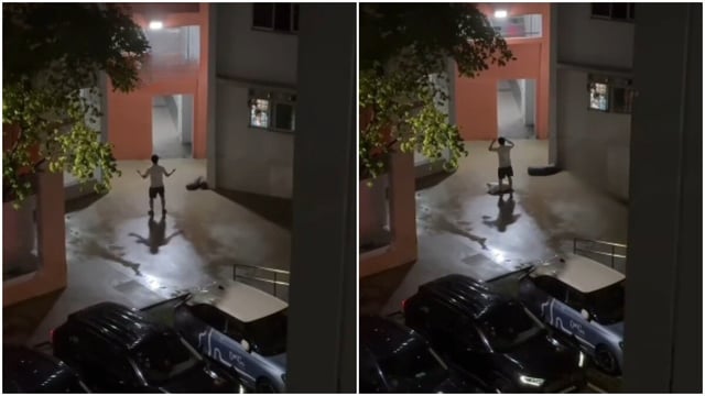 Singapore woman's fiery fight with husband over colleague calling him baby. Viral video