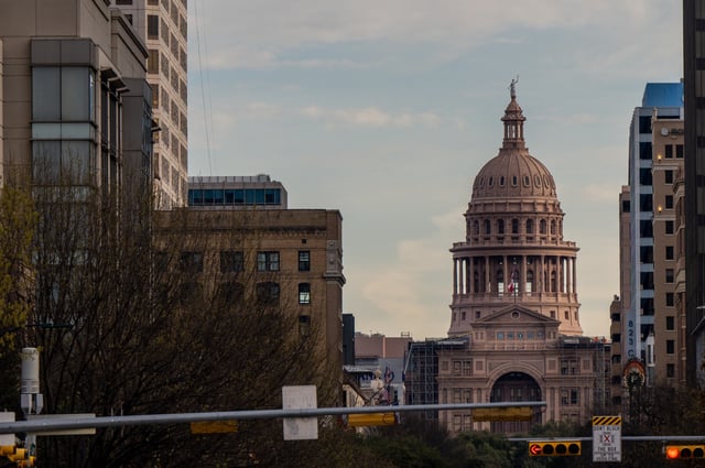 The Texas State Capitol is seen on February 18, 2023 in Austin, Texas.