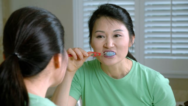To maintain oral health, brush for two minutes twice daily with a soft-bristled toothbrush. 