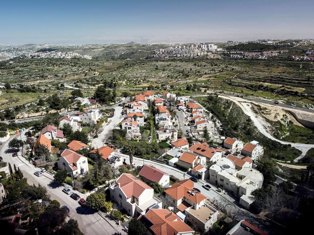 A drone view of Neve Daniel, a Jewish settlement in the Israeli-occupied West Bank.