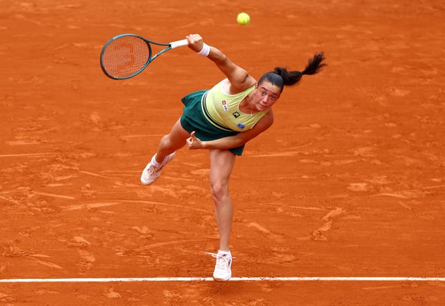 Tennis - French Open - Roland Garros, Paris, France - May 29, 2025 Czech Republic's Tereza Valentova in action during her second round match against Coco Gauff of the U.S. REUTERS/Lisi Niesner