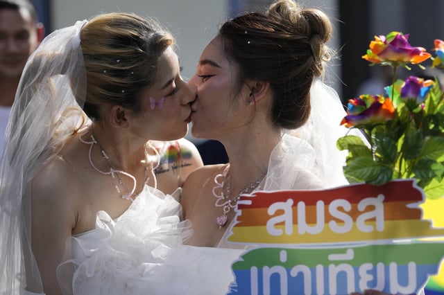 Participants take part in the Pride Parade in Bangkok, Thailand, Sunday, June 4, 2023. Thousands of Thai and foreigners will take part.