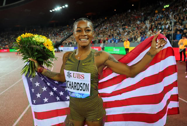 Athletics - Diamond League - Zurich - Stadion Letzigrund, Zurich, Switzerland - September 5, 2024 United States' Sha'Carri Richardson celebrates after winning the women 100m REUTERS/Denis Balibouse/File Photo