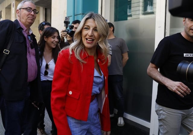 La ministra de Trabajo y vicepresidenta segunda del Gobierno, Yolanda Díaz, en su llegada a la sede de ELA