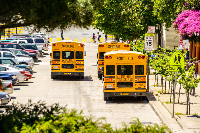 School Buses in San Francisco, California.