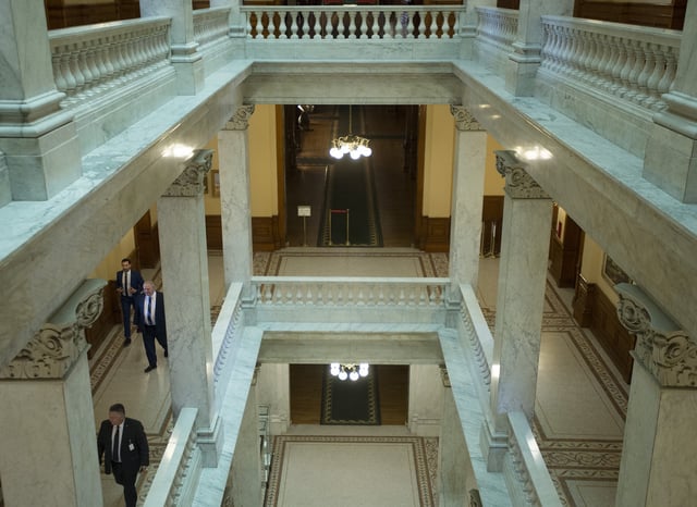Ontario Premier Doug Ford walks through the halls of Queen's Park.