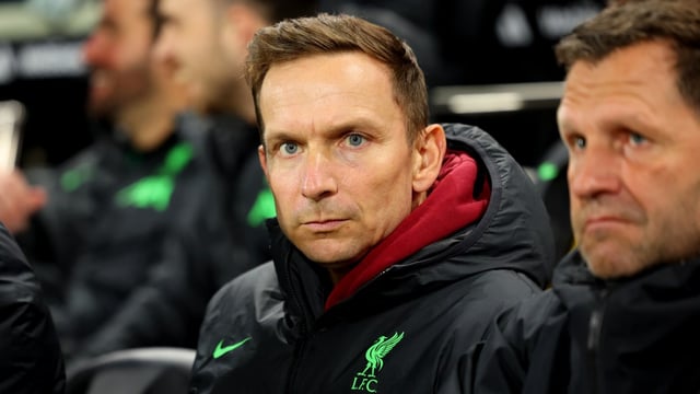 Lijnders, pictured during his time at Anfield, was sacked as head coach of Red Bull Salzburg in December