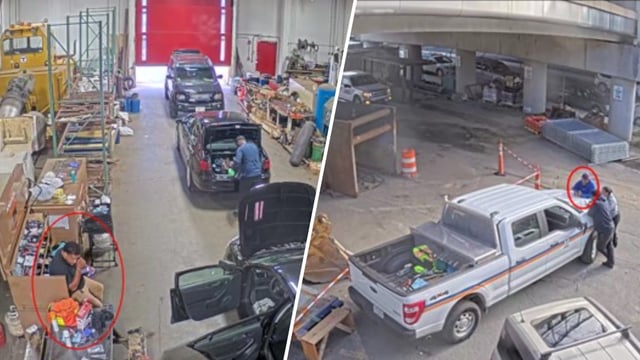 Surveillance footage showing then-MBTA workers allegedly not working while they were supposed to have been inspecting Red Line tracks.