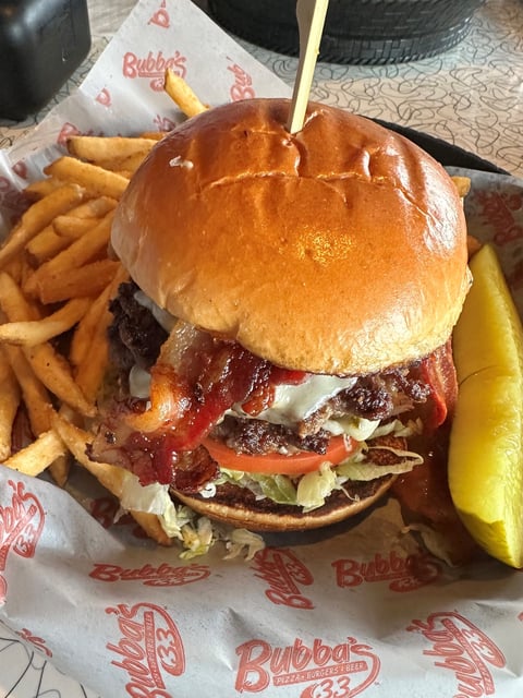 Bubba's 33 serves up a popular Bacon Guacamole Burger.