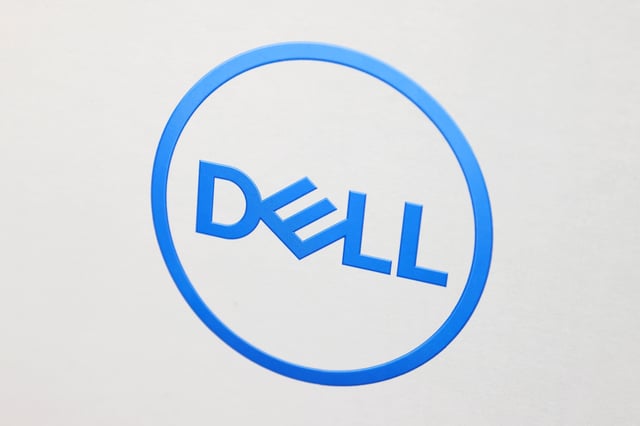 The Dell logo is seen on an item for sale in a store in Manhattan, New York City, U.S., November 24, 2021. REUTERS/Andrew Kelly/File Photo