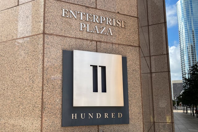 The headquarters of energy pipeline operator Enterprise Products Partners seen in Houston, Texas, U.S. September 27, 2020. Picture taken September 27, 2020.  REUTERS/Gary McWilliams/File Photo