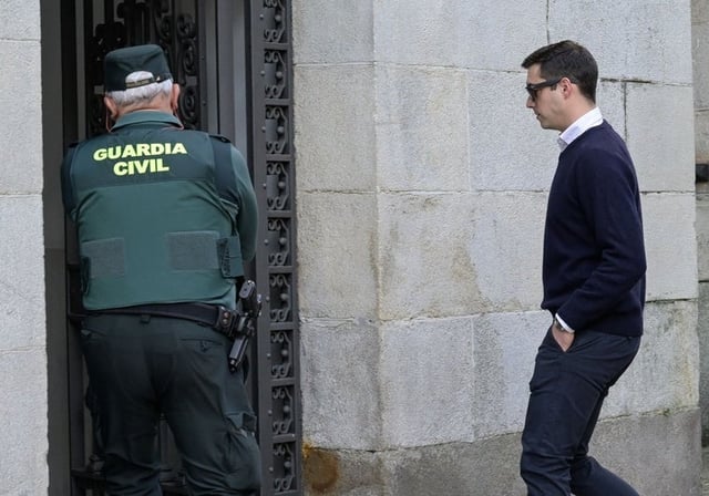 Alejandro Míguez durante la vista de apelación, en el Tribunal Superior de Xustiza de Galicia, a 28 de abril de 2025, en La Coruña