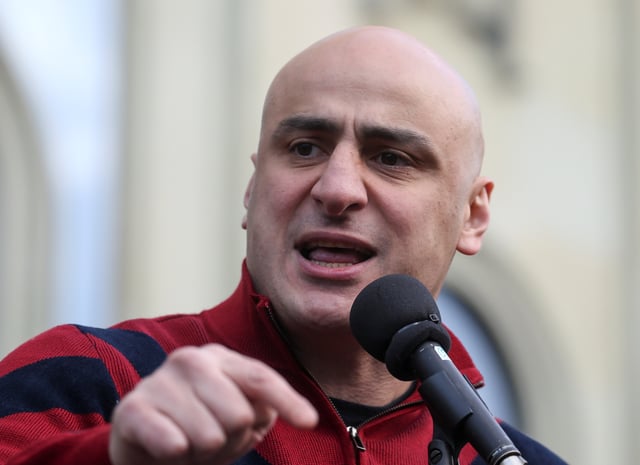 Nika Melia, leader of Georgia's largest opposition party United National Movement (UNM), speaks during a rally in support of jailed ex-president Mikheil Saakashvili, in Tbilisi, Georgia November 19, 2021. REUTERS/Irakli Gedenidze/File Photo