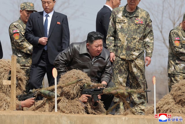North Korean leader Kim Jong Un visits a military training base, in North Korea, in this handout picture released on April 5, 2025, by the Korean Central News Agency.     KCNA via REUTERS/File Photo