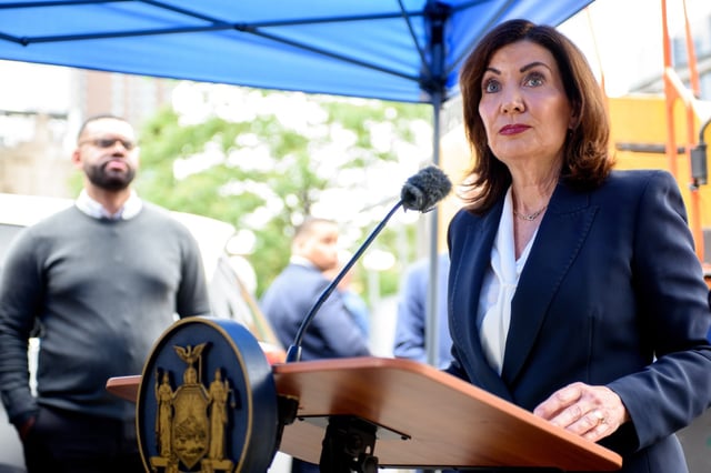 Gov. Hochul described the effort to rebuild the bus terminal as crucial to maintaining Gotham&#39;s world-class transit network. (Evan Simko-Bednarski/New York Daily News)