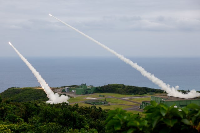 The Taiwanese military conducts its first High Mobility Artillery Rocket System (HIMARS) live-fire test launch at the Jiupeng base in Pingtung, Taiwan May 12, 2025. REUTERS/Ann Wang/File Photo