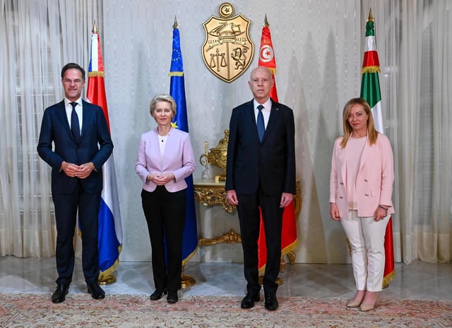Archivo - Mark Rutte, Ursula von der Leyen, Kais Saied y Giorgia Meloni