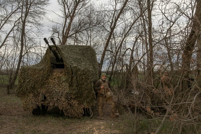 A serviceman with the mobile air defence unit of Ukraine's 117th Mechanized Brigade