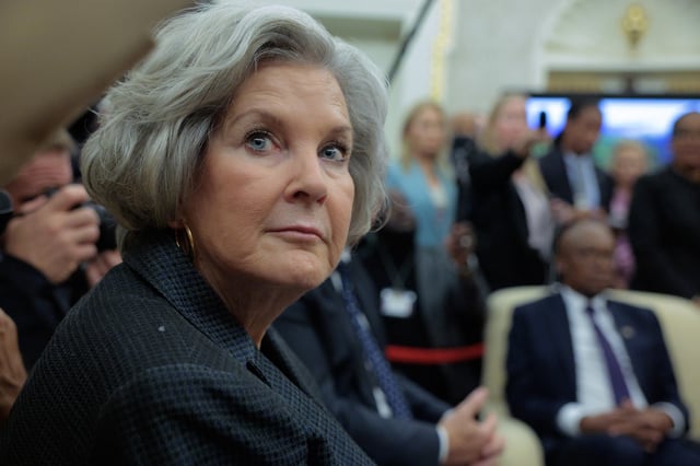White House Chief of Staff Susie Wiles attends a meeting in the Oval Office at the White House on May 21, 2025 in Washington, DC.