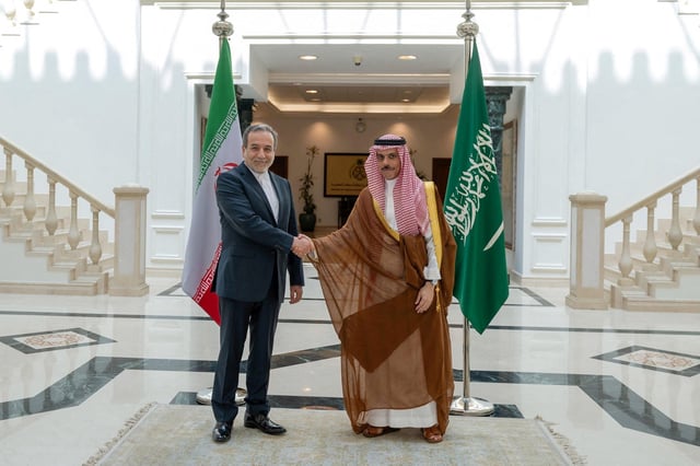 Iran's Foreign Minister Abbas Araghchi meets with Saudi Arabia's Foreign Minister Prince Faisal bin Farhan Al Saud, in Jeddah, Saudi Arabia May 10, 2025. Saudi Press Agency/Handout via REUTERS/File Photo