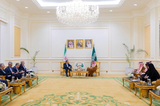 Iran's Foreign Minister Abbas Araghchi meets with Saudi Arabia's Foreign Minister Prince Faisal bin Farhan Al Saud, in Jeddah, Saudi Arabia May 10, 2025. Saudi Press Agency/Handout via REUTERS/File Photo
