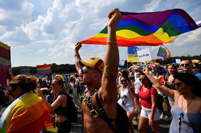 People attend the Budapest Pride march in Budapest, Hungary, July 23, 2022. REUTERS/Marton Monus/File Photo/File Photo