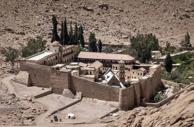 A 2017 picture of the 6th century Saint Catherine's monastery, established at the biblical site of the burning bush in the Sinai