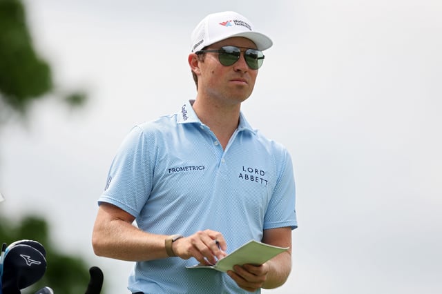 Ben Griffin of the United States looks on from the fifth tee during the first round of the Memorial Tournament presented by Workday 2025 at Muirfield Village Golf Club on May 29, 2025 in Dublin, Ohio.