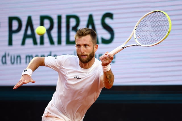 Tennis - French Open - Roland Garros, Paris, France - May 29, 2025 France's Corentin Moutet in action during his second round match against Serbia's Novak Djokovic REUTERS/Lisi Niesner