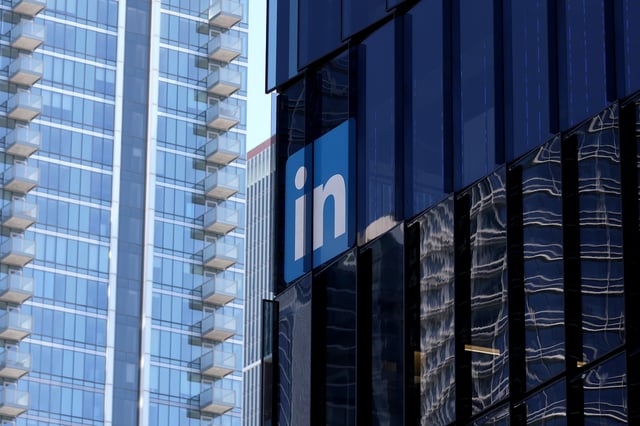 The exterior of a LinkedIn office on July 26, 2023 in San Francisco, California.