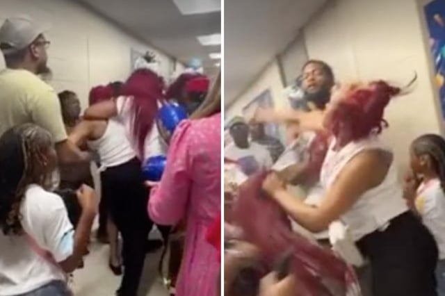 Images of the fight at Faulk Elementary School.