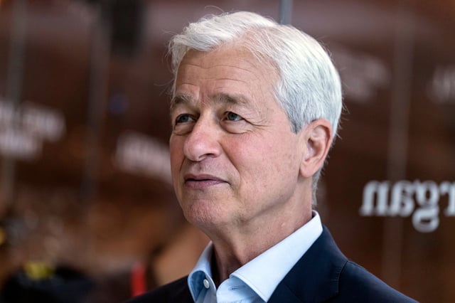 Jamie Dimon, chief executive officer of JPMorgan Chase & Co., during a Bloomberg Television interview on the sidelines of the JPMorgan China Summit in Shanghai, China, on Thursday, May 22, 2025. Dimon said he can't rule out the US economy will fall into stagflation as the country faces huge risks from both geopolitics, deficits and price pressures.