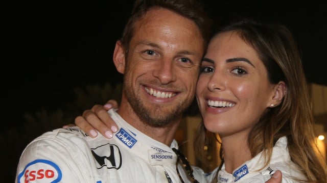 Jenson Button and his wife, Brittny. The thief snatched her luggage while the former Formula One driver’s back was turned