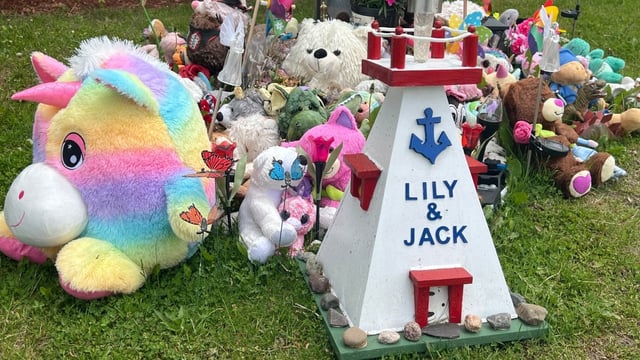 Community members have been placing stuffed animals and flowers outside the RCMP detachment in Stellarton.