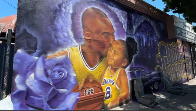 Restoration of a mural depicting Lakers legend Kobe Bryant and his daughter Gianna is complete.