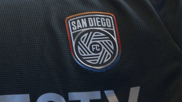 A logo for San Diego FC on a jersey. FILE. 