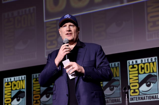 SAN DIEGO, CALIFORNIA - JULY 25: Kevin Feige, President, Marvel Studios speaks onstage during Marvel Studios: The Ultimate Deadpool &amp; Wolverine Celebration of Life in Hall H at SDCC in San Diego, California on July 25, 2024.