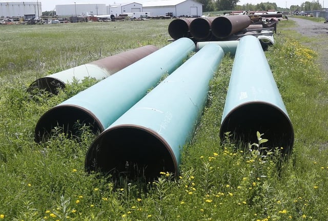 A file photo of pipes to be used for a pipeline.