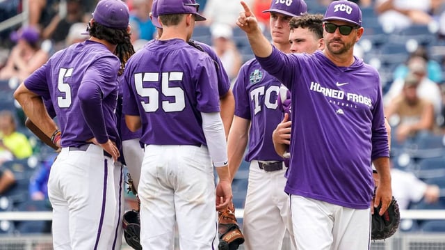 Head coach Kirk Saarloos and the TCU Horned Frogs are playing in the Corvallis Regional.