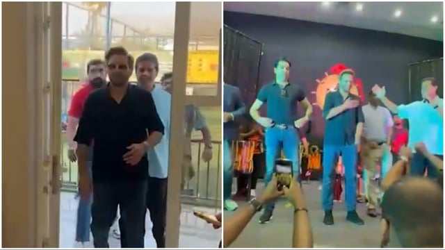 In a widely circulated video on social media, Afridi is seen being welcomed on stage by the community amid loud cheers.