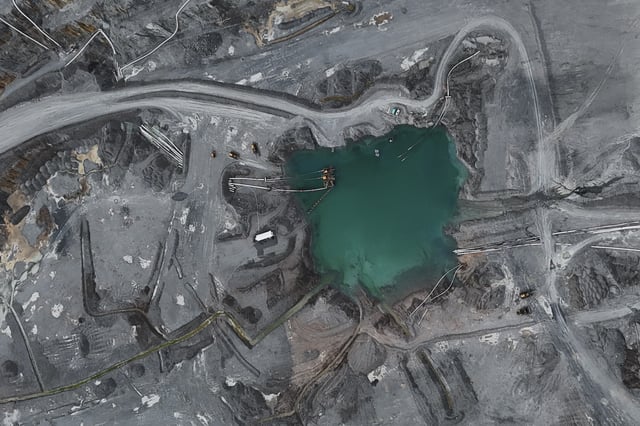 FILE - An aerial view of a sump at the Cobre Panama copper open-pit mine during a press tour of the mine, owned by Canada's First Quantum Minerals, in Donoso, Panama, March 21, 2025. (AP Photo/Matias Delacroix, File)