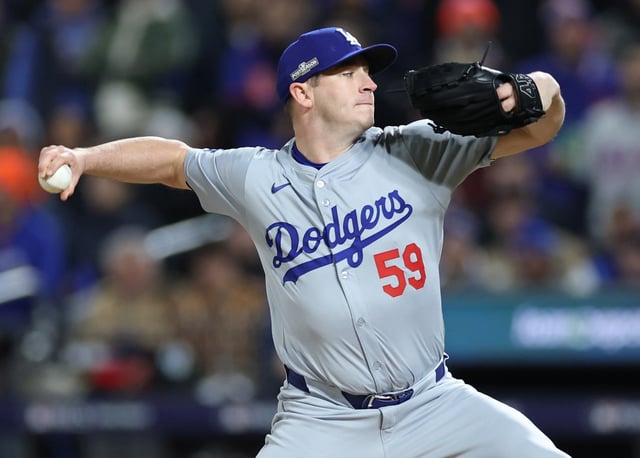 Dodgers relief pitcher Evan Phillips will miss the rest of the 2025 season and at least the first half of 2026 after he has Tommy John surgery next week. (Photo by Sarah Stier/Getty Images)