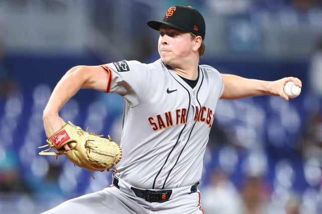 MIAMI, FLORIDA – MAY 30: Kyle Harrison #45 of the San Francisco Giants pitches against the Miami Marlins in the first inning of the game at loanDepot park on May 30, 2025 in Miami, Florida. (Photo by Megan Briggs/Getty Images)