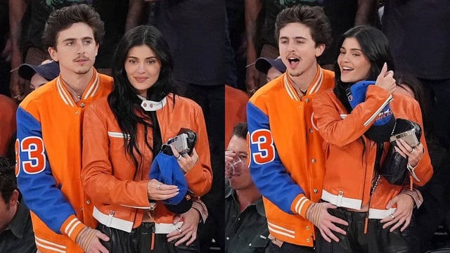 Kylie Jenner, Timothee Chalamet Twin In Orange-Blue Jersey For Knicks Match, Hold Hands At Date Night