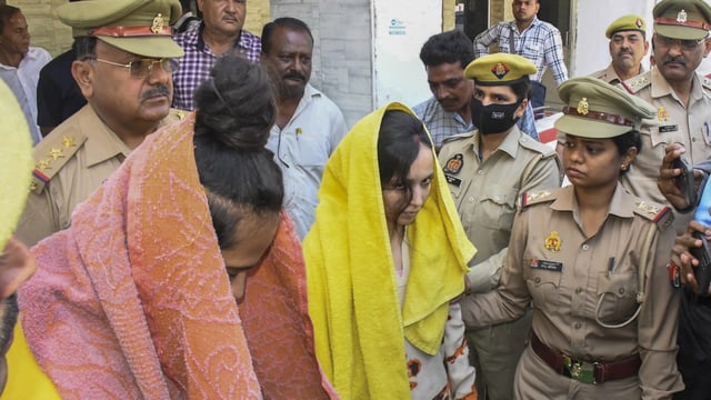 Police took ex-Merchant Navy officer Saurabh Rajput's wife, Muskan Rastogi, and her lover, Sahil Shukla, into custody in March after their arrest for his murder.