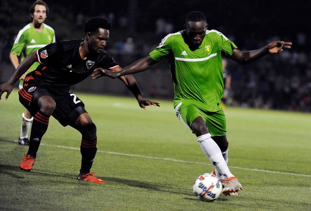 In 2017, Christos FC advanced to the fourth round of the United States Open Cup and played D.C. United of Major League Soccer. Elton Joe of Christos FC dribbles downfield during that game. (Kim Hairston/Staff).