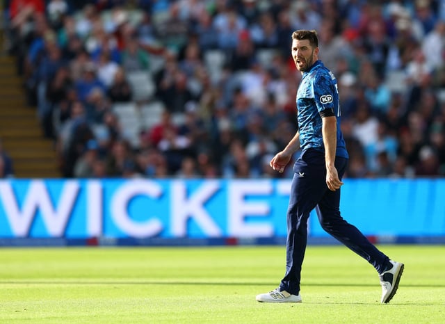 Cricket - First One Day International - England v West Indies - Edgbaston Cricket Ground, Birmingham, Britain - May 29, 2025 England's Jamie Overton celebrates after taking the wicket of West Indies' Gudakesh Motie Action Images via Reuters/Andrew Boyers/File Photo
