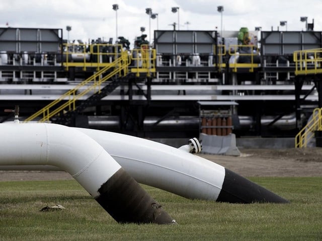 Kilometre Zero of the Trans Mountain pipeline system at Edmonton Terminal located in Sherwood Park. 